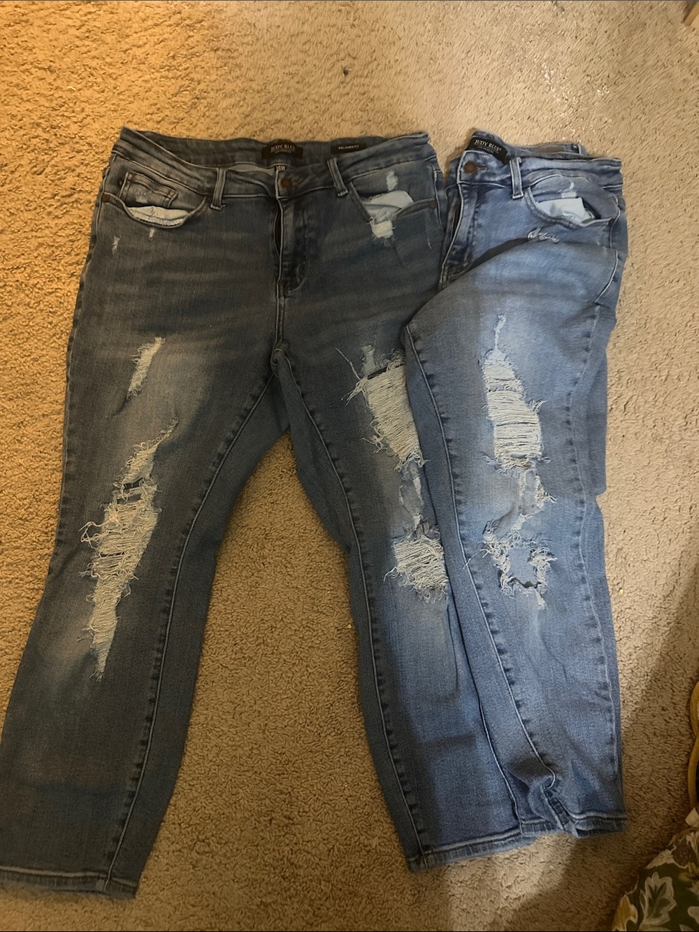 Judy Blue Light Blue Distressed Skinny Jeans